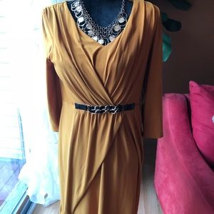 Metrostyle gold and black dress with necklace.